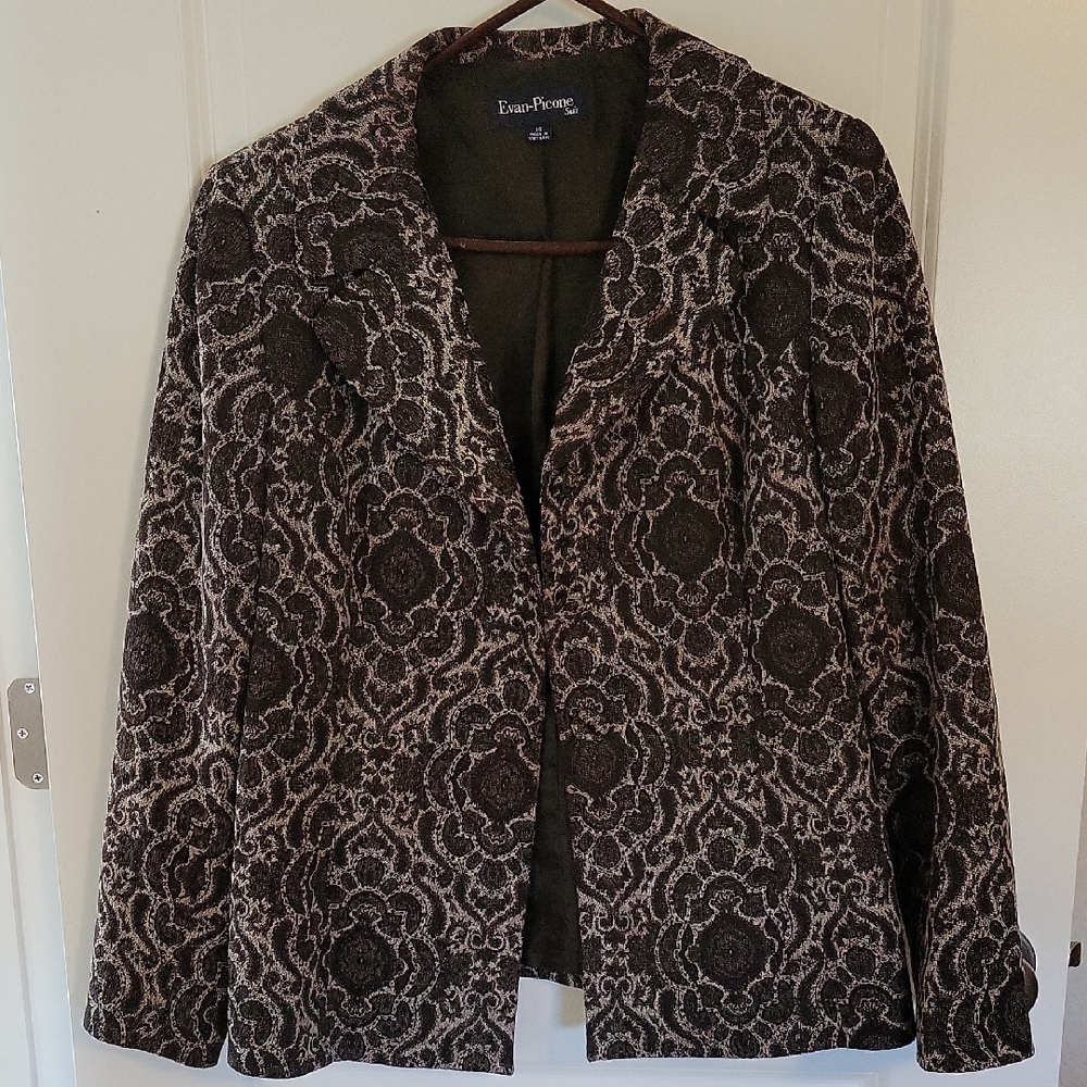Evan Picone Women's Elegant Black and Brown Blazer